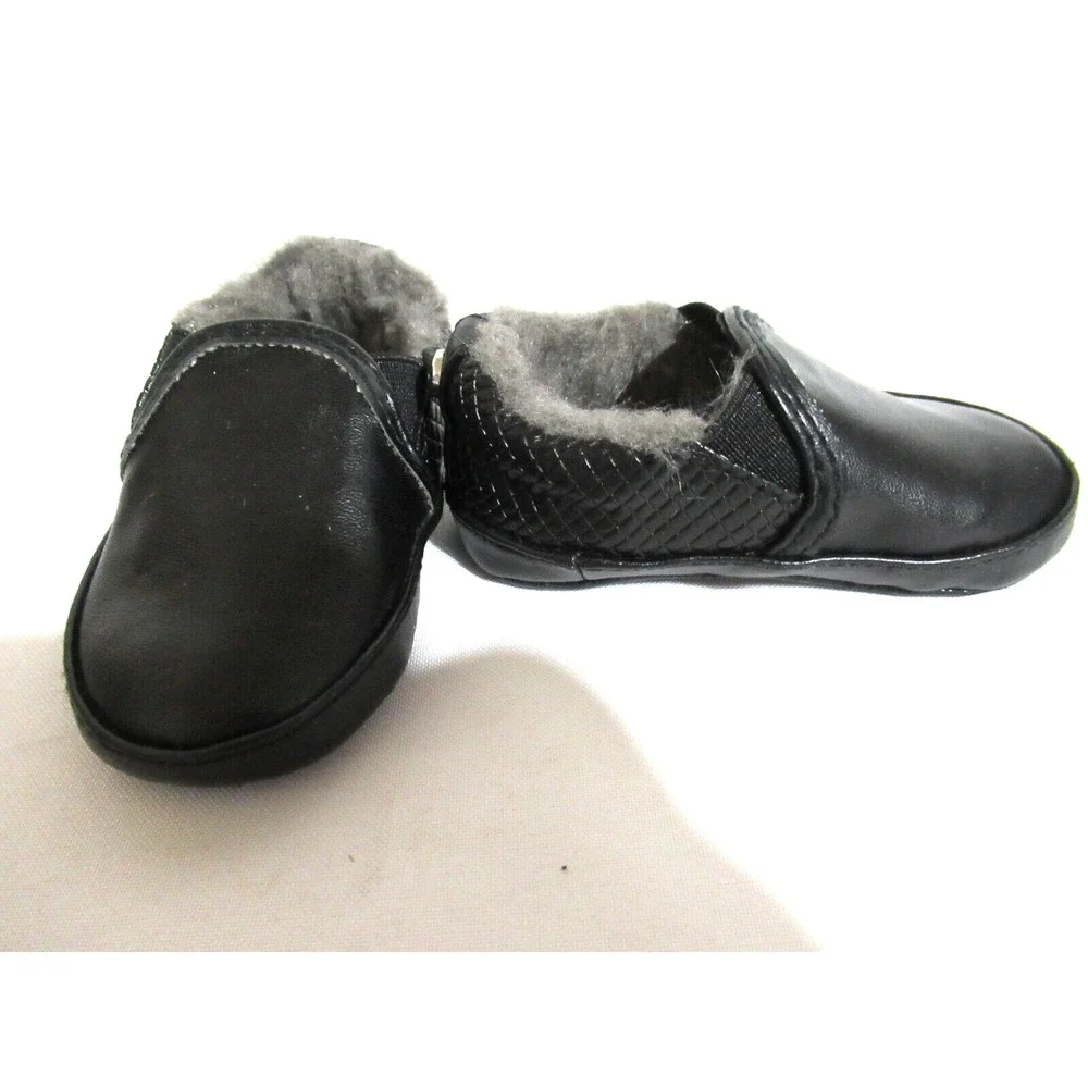 Stuart Weitzman Size 2 Baby Furrier Infant Girl/Boy Black Fur Lined Crib Shoes
